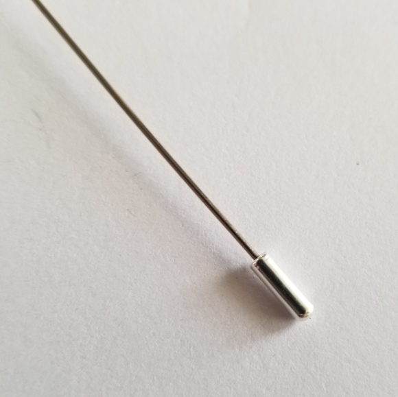 Vintage yellow glass stick pin silver tone stickpin hat pin brooch - Picture 6 of 9